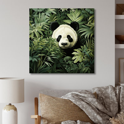 «Hideaway Panda Bamboo Foliage II», art mural animal panda
