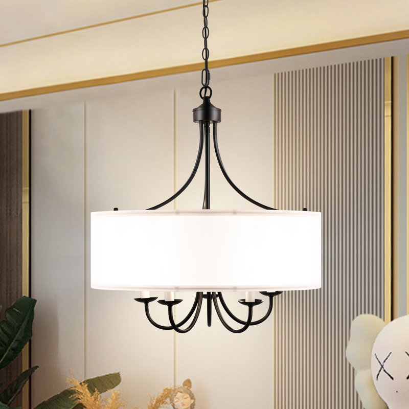 Noetzel 5 - Light Dimmable Drum Chandelier Dining Room Light Fixtures over Table Chandelier With Shades Dining Room Lights