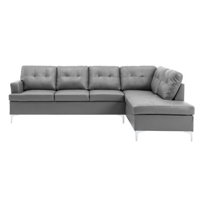 Contemporary Faux Leather Upholstered 2Pc Sectional Sofa With RSF Chaise Tufted Detail Solid Wood Living Room Furniture -  Latitude RunÂ®, A48F1FBBEDB448FBA2AF2859457E74BA