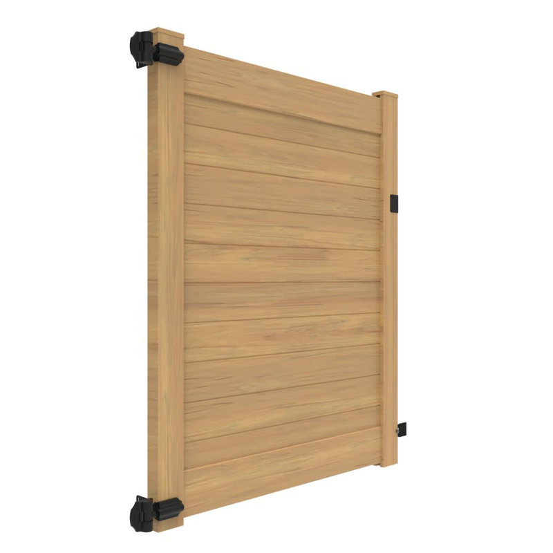 Horizontal Fence Cypress Vinyl Privacy Gate, 6' H x 5' W