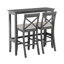 Ensemble de salle à manger 3 pièces à hauteur de bar rectangulaire en bois avec chaises rembourrées-2101640369