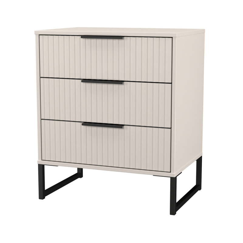 Bernat 58 cm W Chest of 3 Drawers, Beige