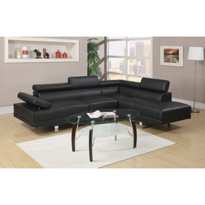 Canapé modulaire en similicuir noir