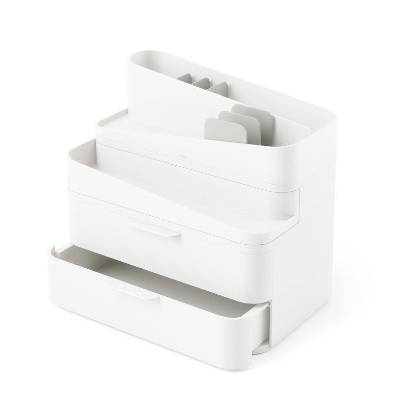 White Recycled Plastic Stackable Makeup Organizer with Drawers