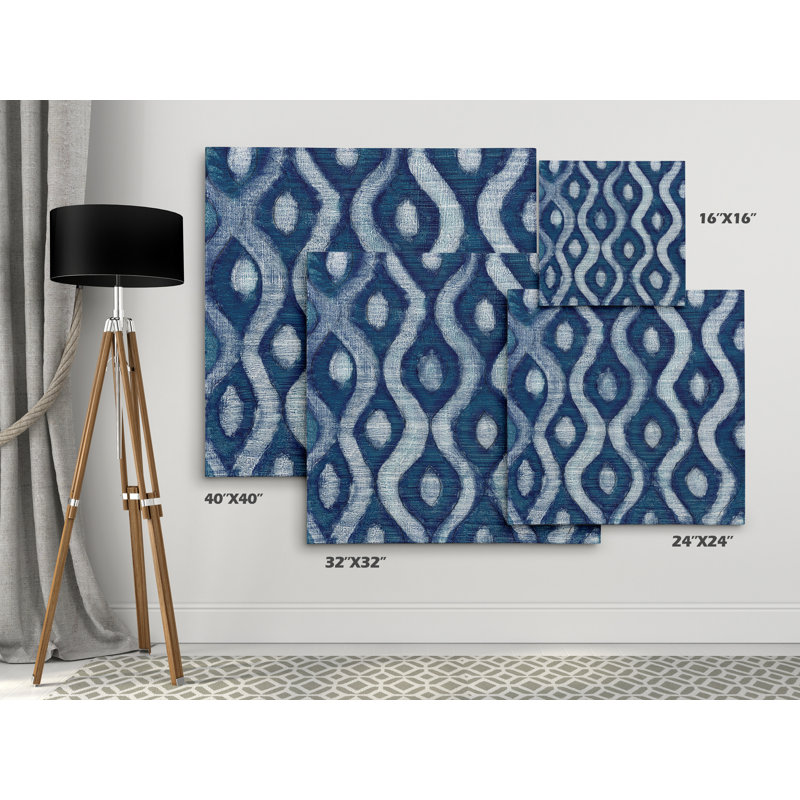 «Shibori Blue IV», reproduction de peinture à l'huile sur toile tendue, H 40 po x l 40 po x P 1,5 po