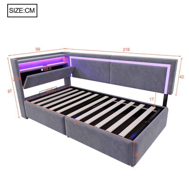 Bed, Deep Gray