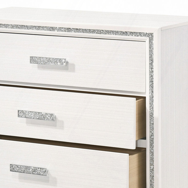 Commode à tiroirs, commode vieillie Haiden, Blanc