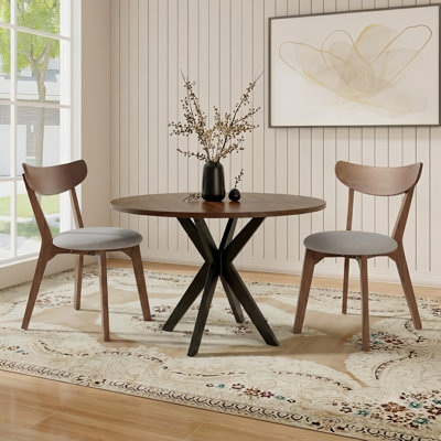 45.28" W Round  Solid Wood Base Dining Table
