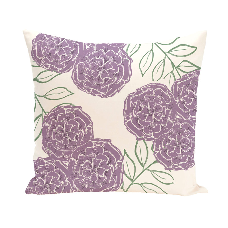 Flower Power Floral Reversible Throw Pillow, 16" H x 16" W, Lavender