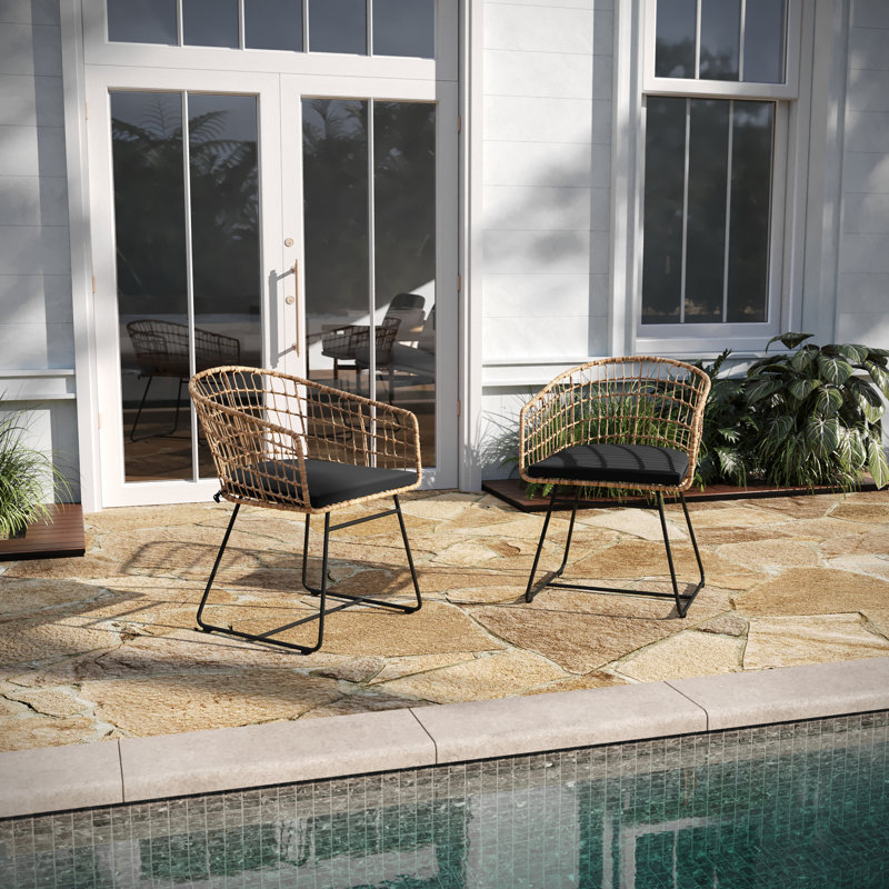 Fielder Wicker Outdoor Lounge Chair, Black