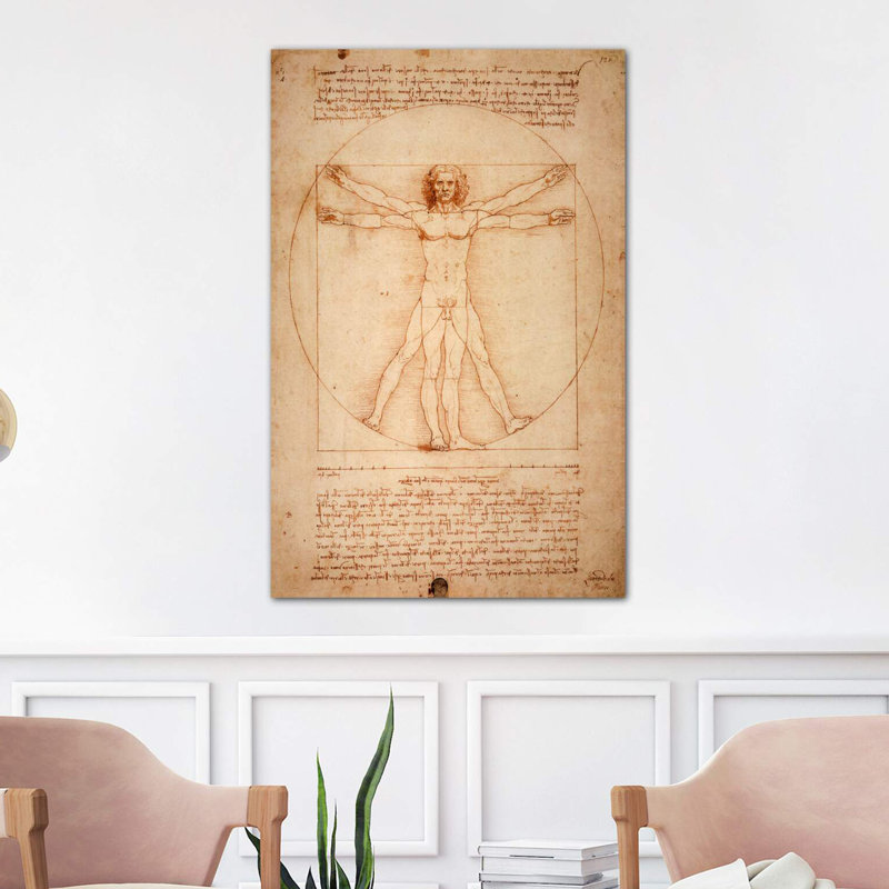 Vitruvian Man by Leonardo Da Vinci - Painting on Canvas, 66.04 cm H x 45.72 cm W x 3.175 cm D, Wrapped Canvas