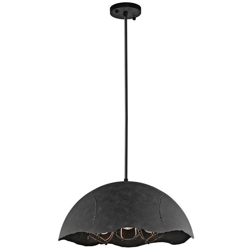 Lorne 3 - Light Weathered Zinc Dome Pendant