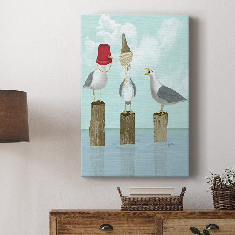 Silly Seagulls - galerie personnalisée enveloppée Cavas, H 18 po x l 12 po