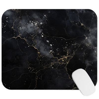 Abstract Black Marble Geode III Modern Gaming Cute Office Laptop Desk Pad Gift Mat Square Rectangle Non-Slip Mousepad