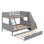 Lit simple superposé au dessus d'un lit double avec lit gigogne et bureau-270374264