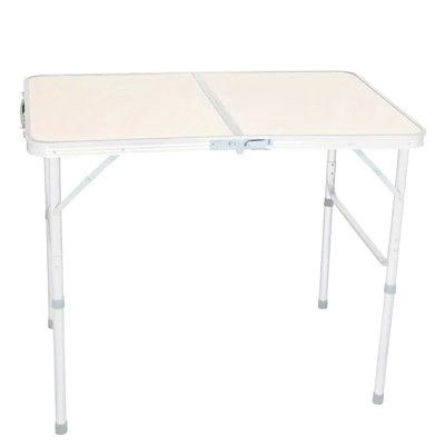 Portable Folding Table For Outdoor Use - Lightweight Aluminum, Adjustable Heights, Water- Surface, Fixed Grip Easy Movement, Great Camping Beige + Silver Gray Aluminium 3 Tabletop, Convenient