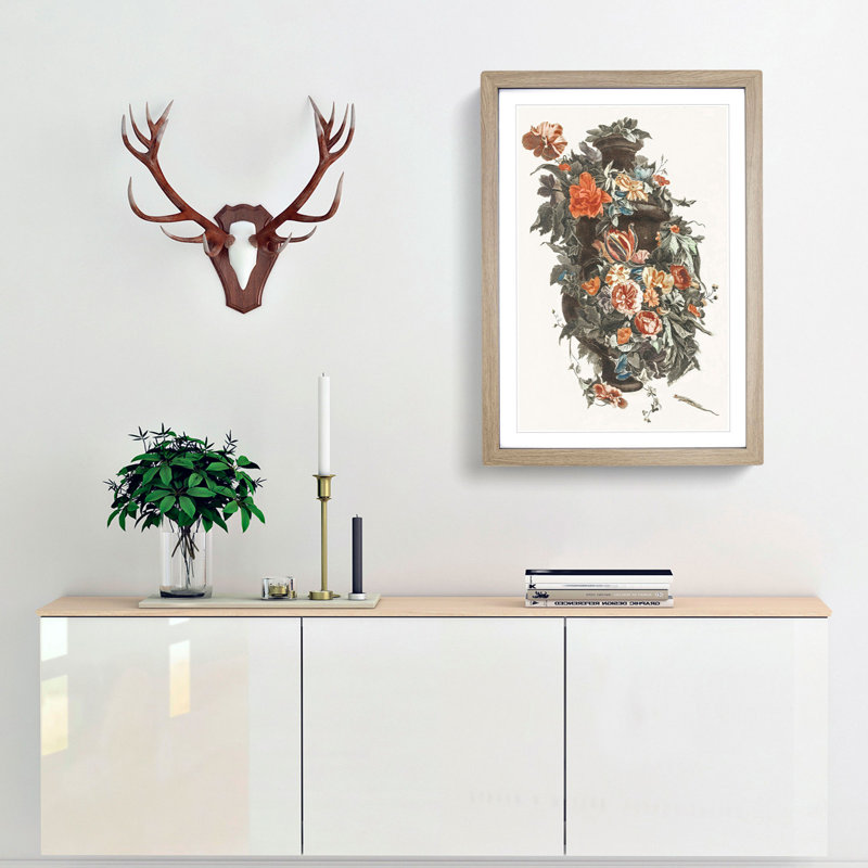 Floral Garland by Johan Teyler - Picture Frame Painting Print, Oak Framed, 48cm H x 36cm W x 2cm D