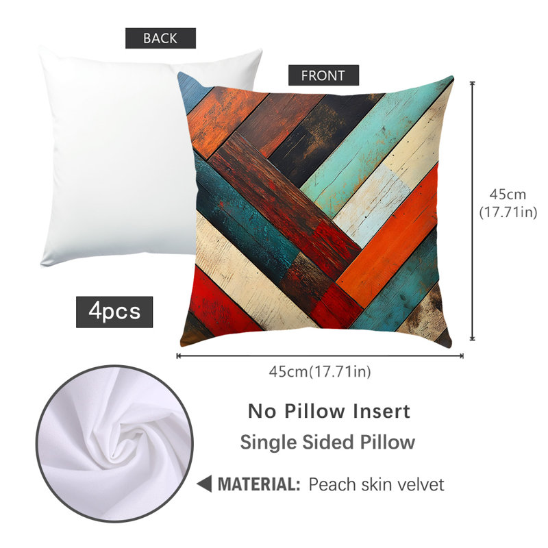 4 Pcs Wooden Boards Pattern Decorative Pillow Covers