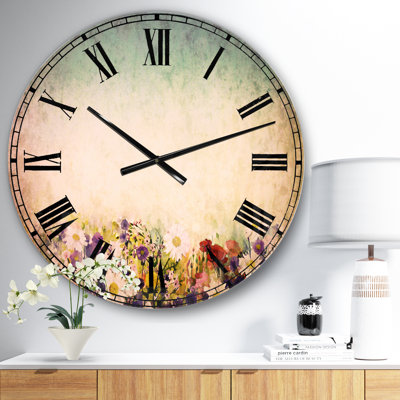 Douces fleurs au printemps - horloge murale traditionnelle