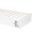 Lit plateforme simple en L avec rangement, bureau, lit gigogne et éclairage à DEL - blanc, conception peu encombrante