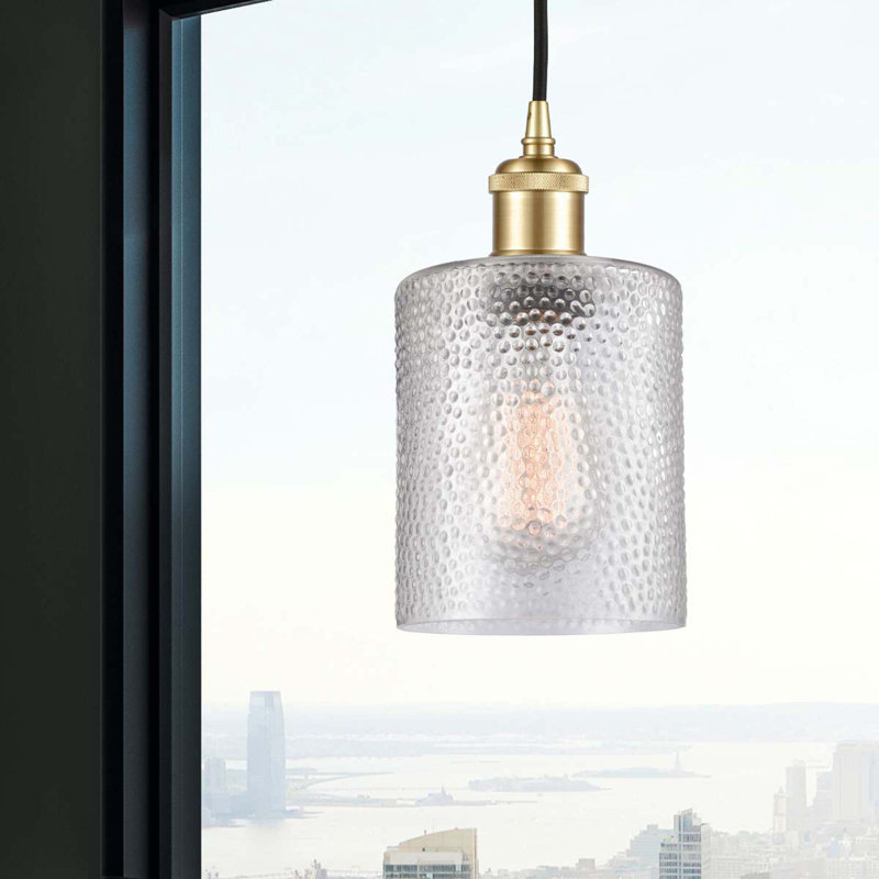 Hedde 1 - Light Single Pendant, Satin Gold, 8" H x 5" W x 5" D, Clear