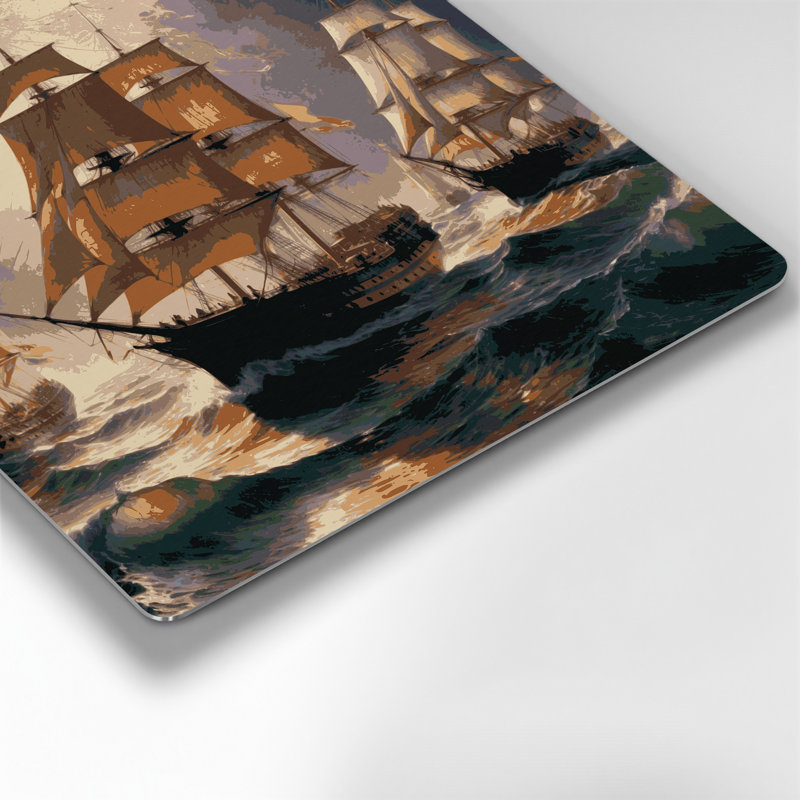 Transportation Vintage sailing ships and tall ships Grey Metal Wall Art, 12" H x 12" W