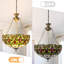Lustre Tiffany vintage en vitrail à intensité variable, suspension inversée