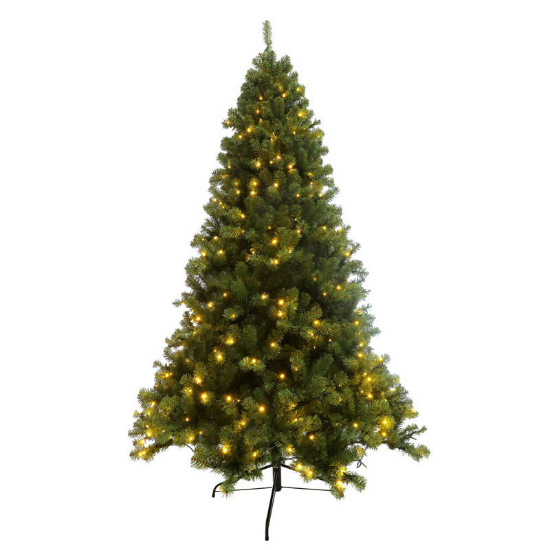 Arbre de Noël articulé artificiel pré-éclairé 7,5 pi avec support pliable pour 400 lumières à DEL pré-installées