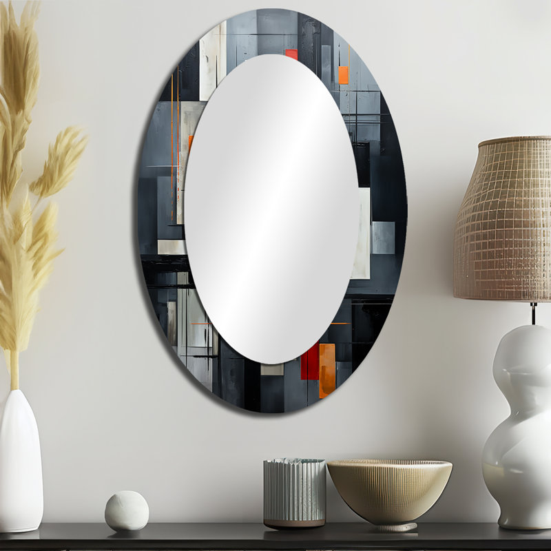 Onyx Opulence Vector I - Miroir mural moderne ovale, 36 po x 24 po