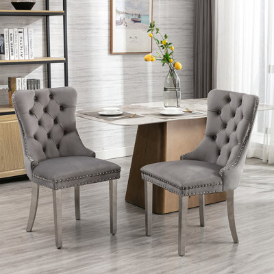 Chaise rembourrée haut de gamme en velours de bois massif