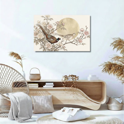Ensemble de 1 tableau sur toile « Oiseaux et fleurs »