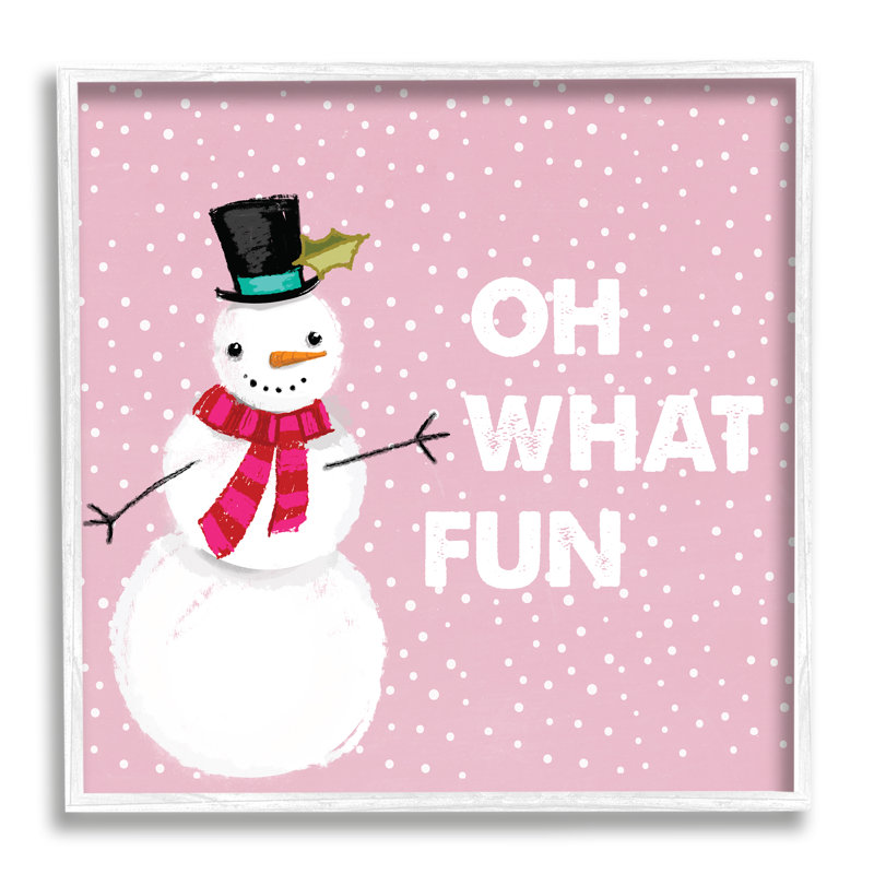 «Oh What Fun Snowman» par Lula Bijoux & Co., H 24 po x l 24 po x P 1,5 po, Giclée encadrée blanc bord de mer