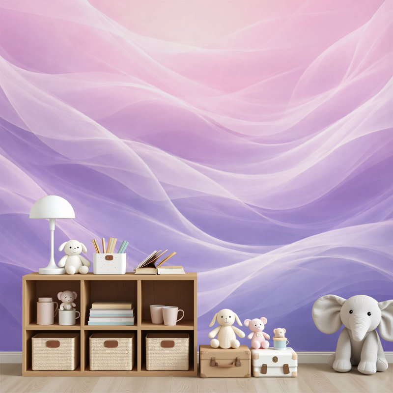 Papier peint adhésif autocollant rose pâle et mauve à motif abstrait H 69 po x l 96 po pour chambre à coucher, 96" L x 69" W