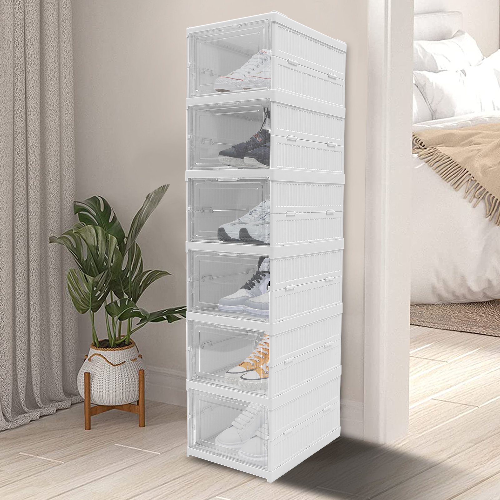 Rebrilliant 13.19 Foldable Shoe Storage Box Stackable Shoe