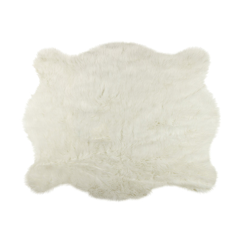 Shela Faux Cowhide White Area Rug, 5.25' x  7.5'