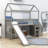 Twin Size Wooden House Loft Bed With Slide And Storage-1385278505