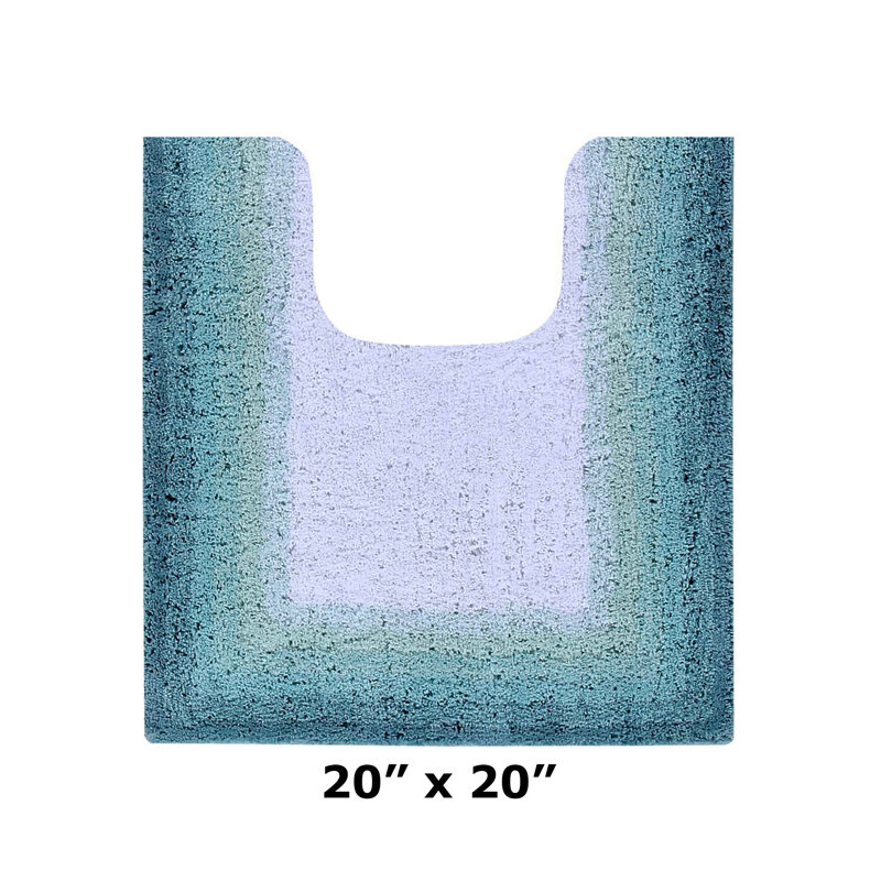 Orme 100% Cotton Tufted U-Shaped Contour Bath Rug with Non-Slip Backing, Machine Washable, Ultra Soft & Absorbent Toilet Mat for Bathroom, Fits Around Toilet Base, 20" x 20", Turquoise
