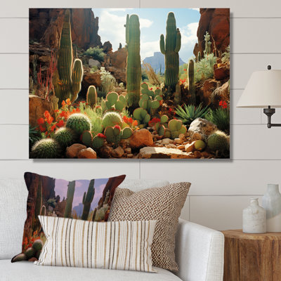 Green Cactus Bloom In Nevada - Floral Cactus Wall Art