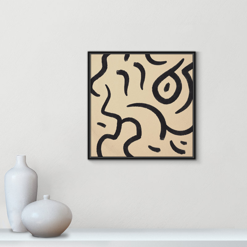 Calculé coups de pinceau - reproduction de cadre flottant sur toile, H 25,5 po x l 25,5 po x P 2 po, Noir
