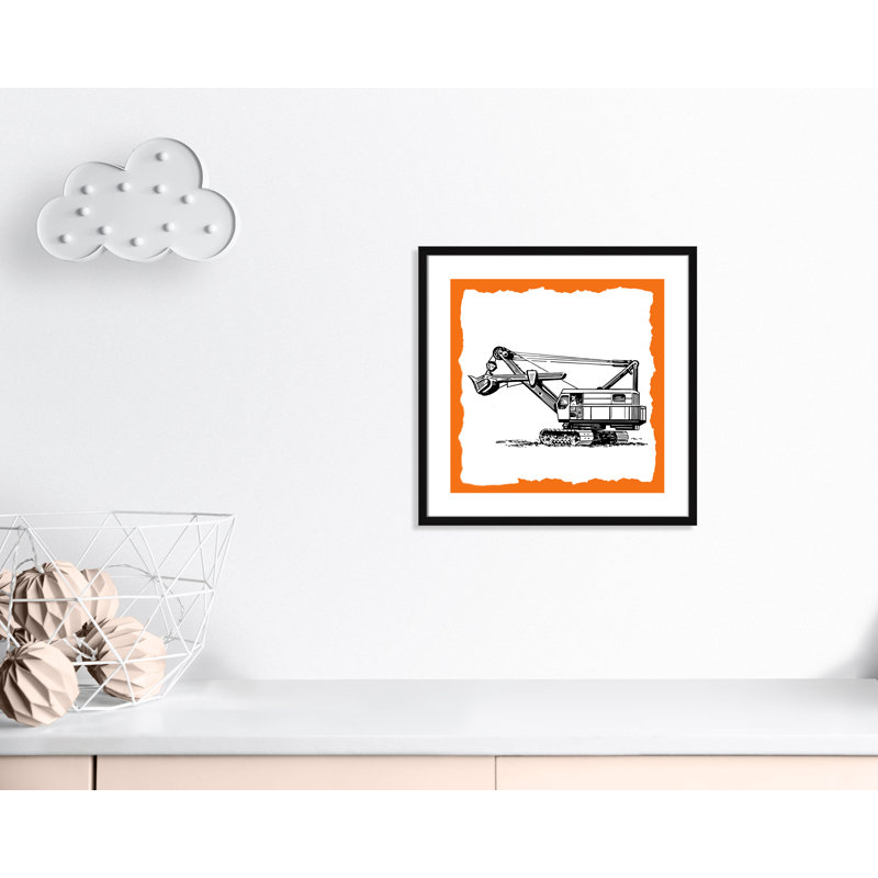 Avertissement 3 enfants, impression sur papier, H 23,5 po x l 23,5 po x P 1,19 po, Encadré de boîte noir