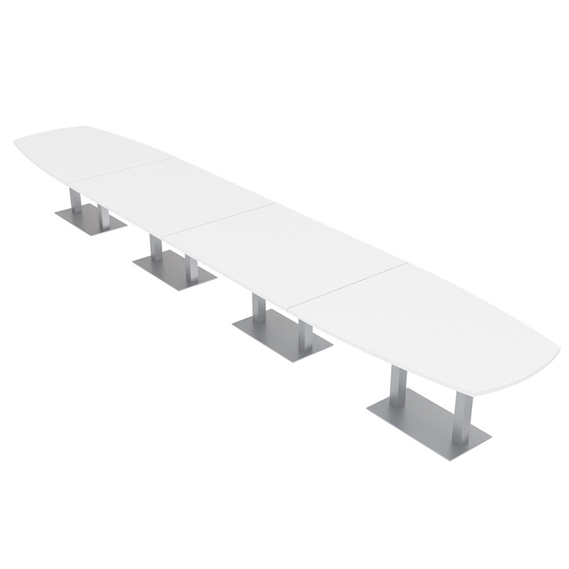 Table de conférence Arc Boat, Argent argent, H 30 po x l 240 po x P 48 po, Blanc classique
