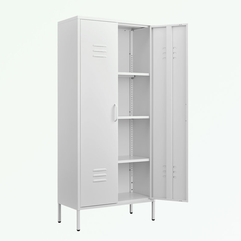 Metal Storage Locker Cabinet with Adjustable Shelves, White