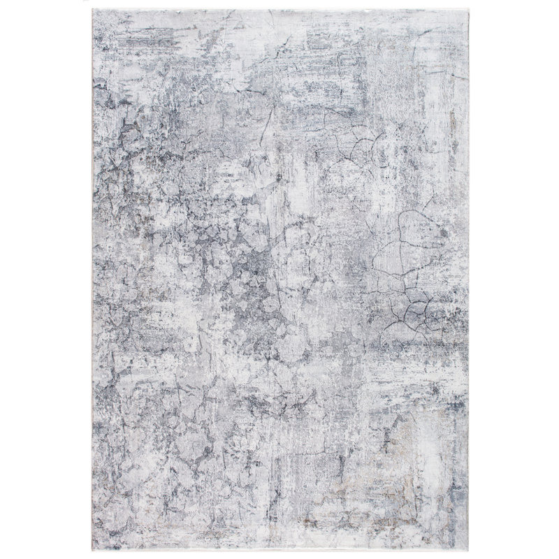 Gray Distressed Marble Area Rug, Rectangle 6' x 9'