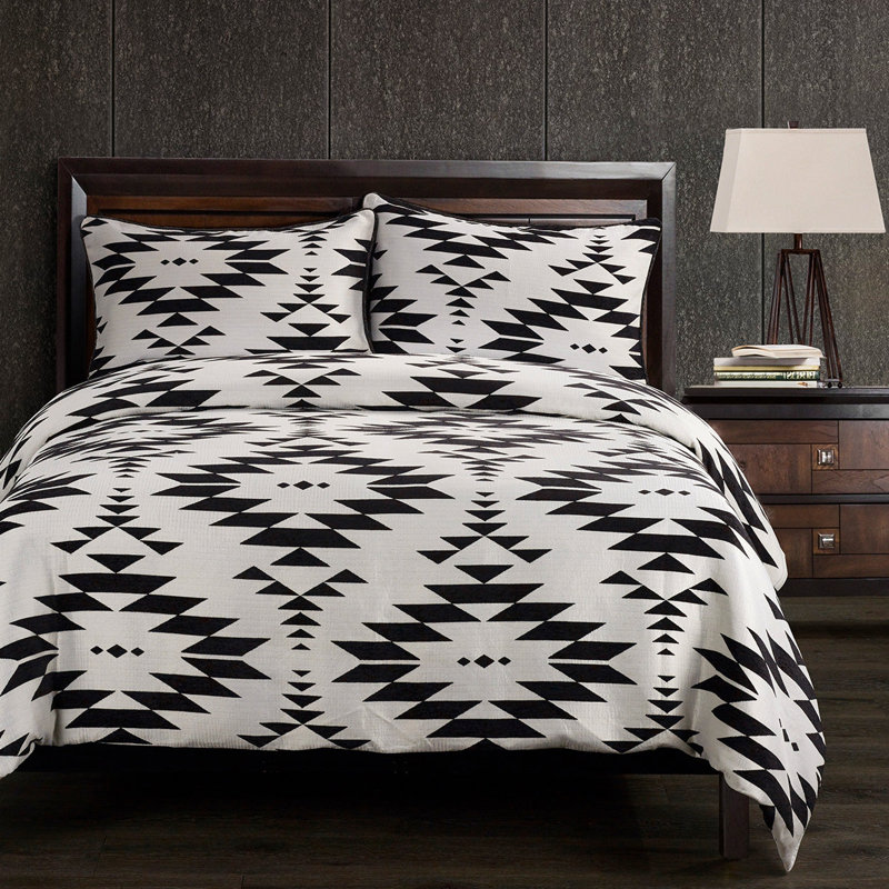 Amelia Black and White Cotton Aztec Queen Comforter Set