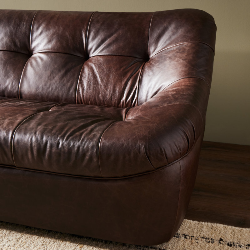 Conroe Cigar Tufted Top Grain Leather Armless Sofa
