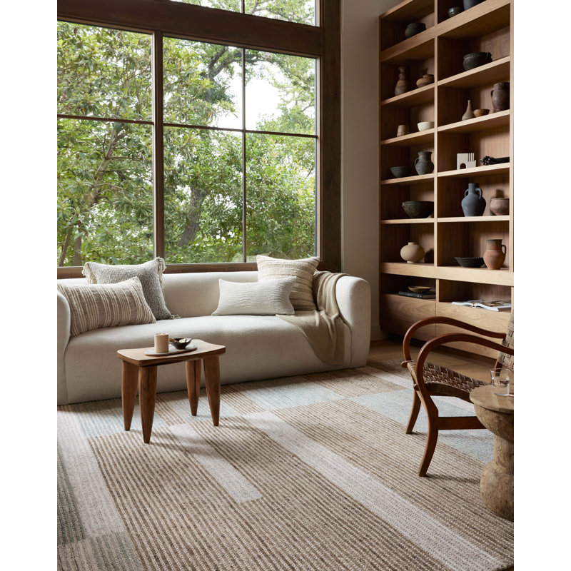 Tapis géométrique en laine touffeté à la main Breelee, Carré 1 pi 6 po