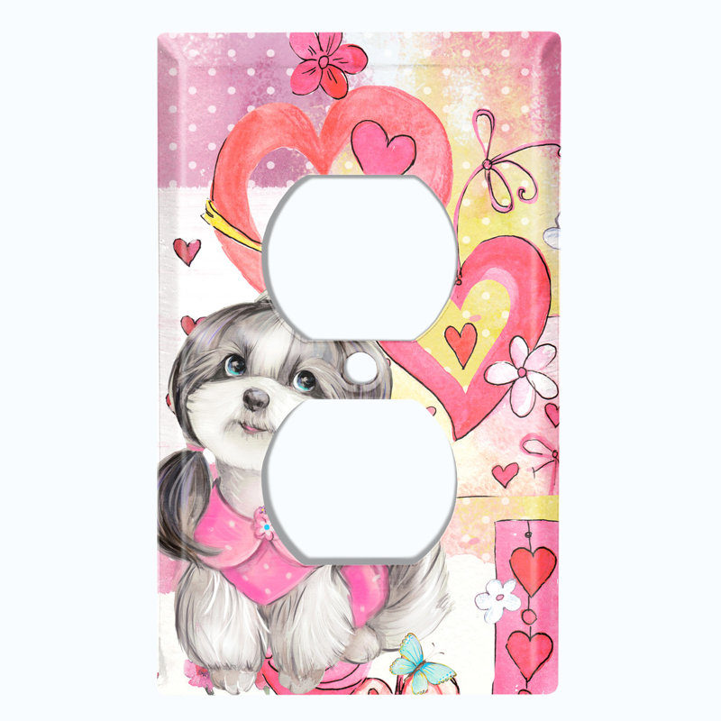 Mignon chien tressé cœur ballons papillon 1 prise murale