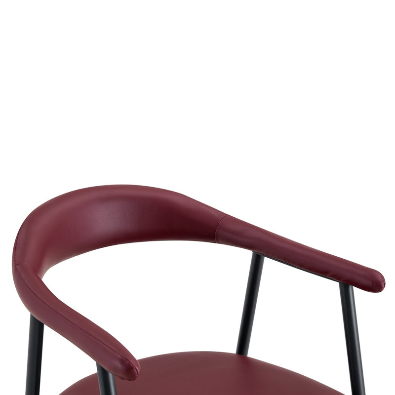 Ensemble 4 pièces de chaises de salle à manger en cuir PU avec pieds en métal, Rouge + Noir, Red+Black