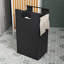 Armoire de rangement pour salle de bain avec façade en bambou et panier à linge