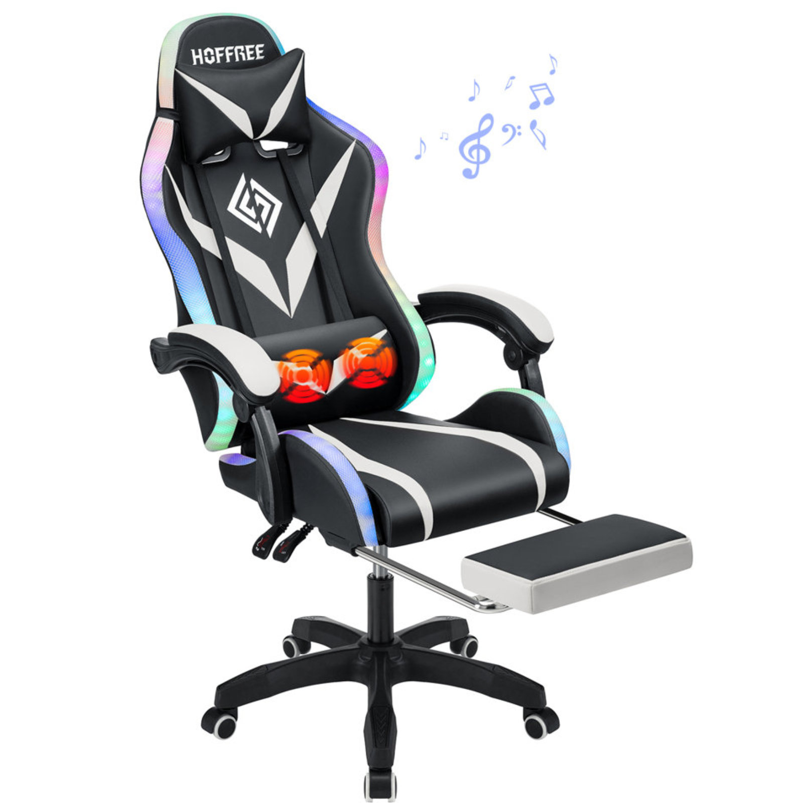 Silla Gamer HOFFREE Gaming Chair With Bluetooth Speakers And Led